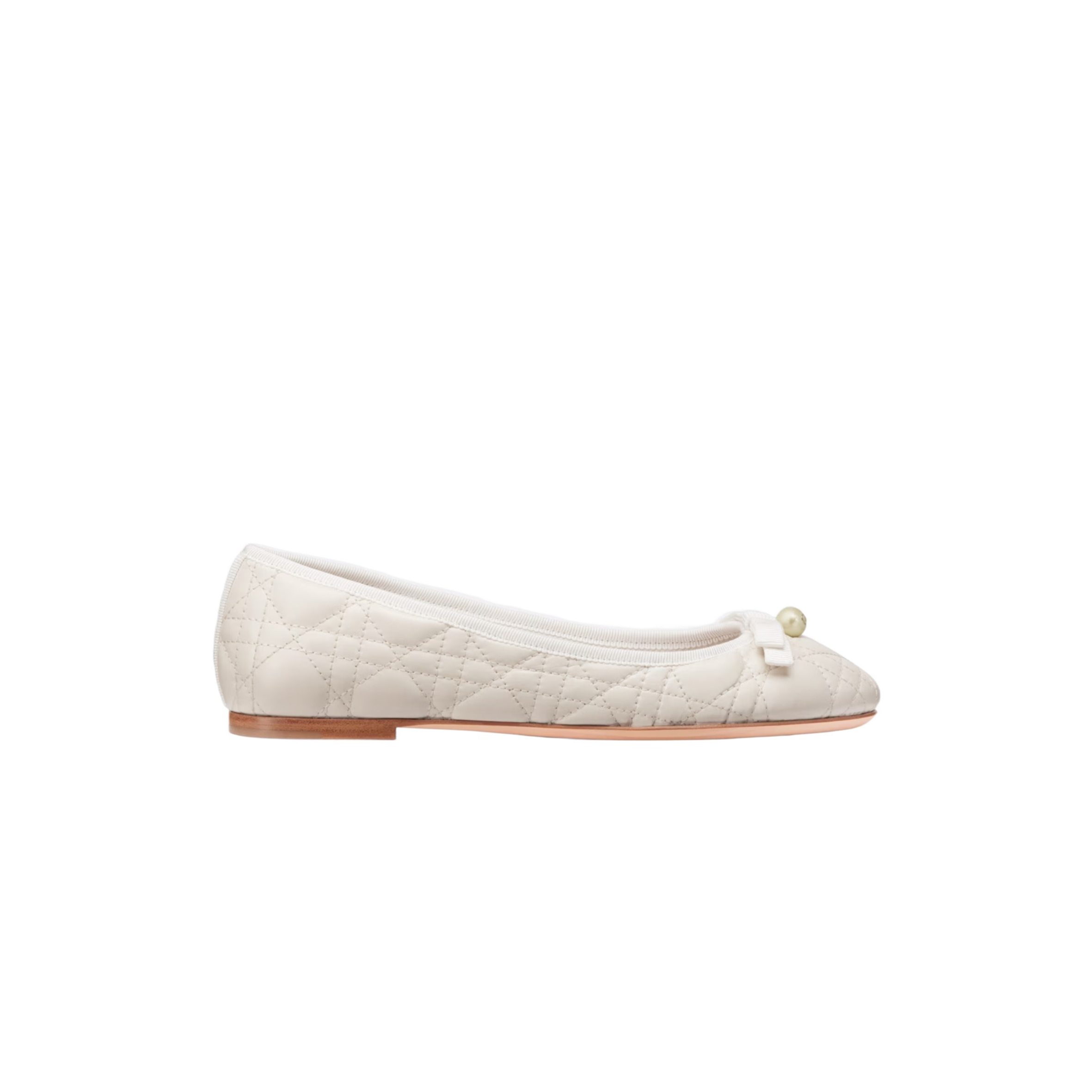 D*or ballet flat white quilted cannage calfskin kcb877cqc_s03w